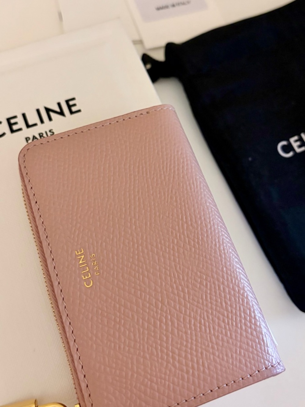 Authentic CELINE leather wallet with gold hardwear-NEW